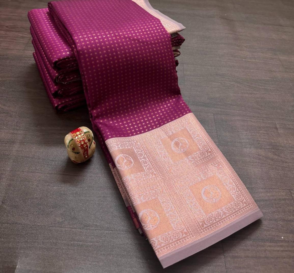 Fusion Pattu Silk Saree with Blouse.