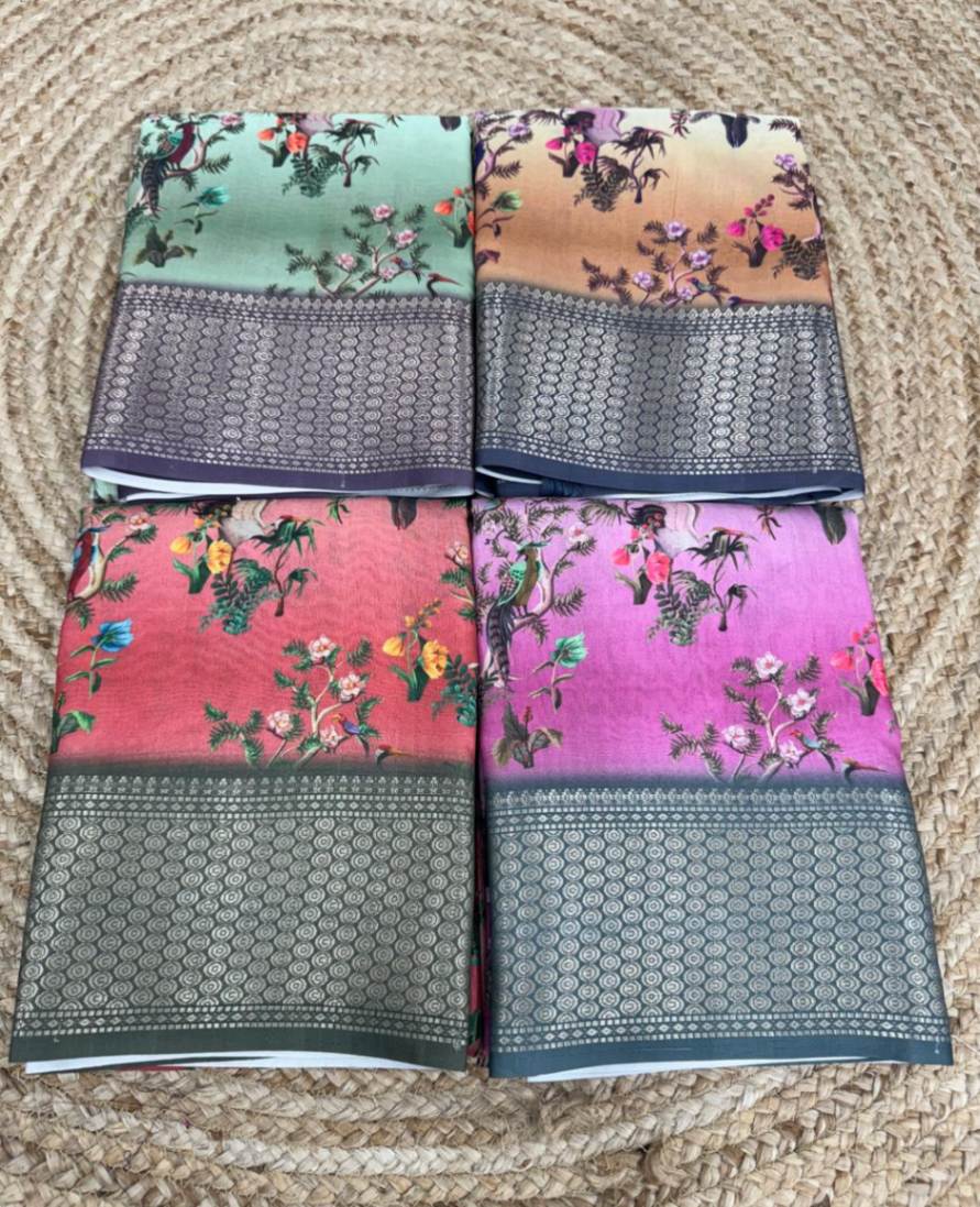 Pichwai Printed Silk Sarees with Blouse