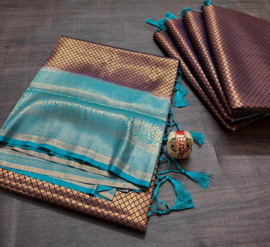 Premium Copper Softy Silk Saree with Blouse.