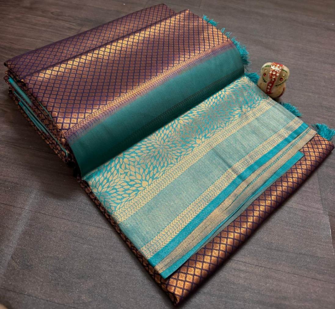 Premium Copper Softy Silk Saree with Blouse.