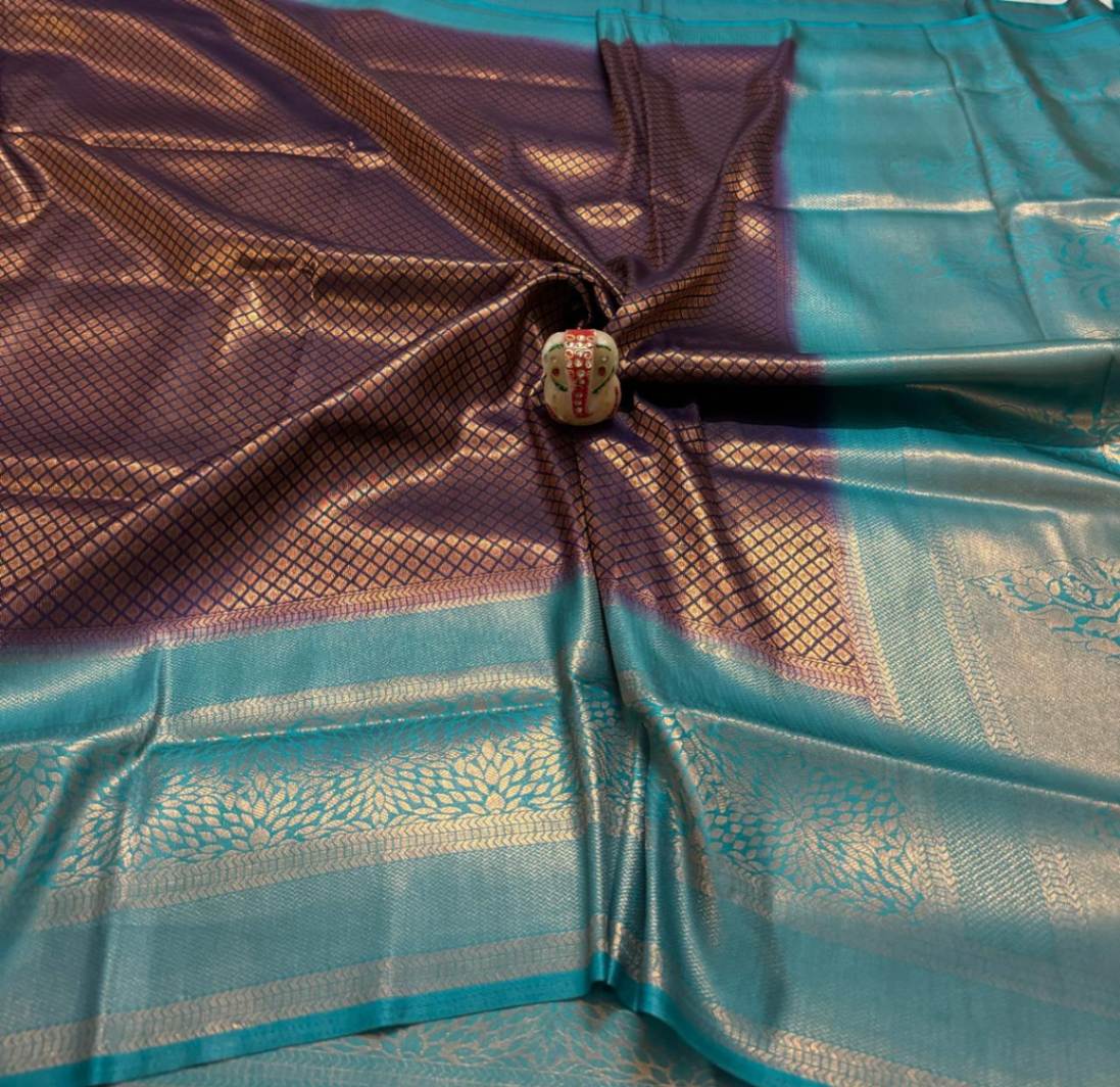 Premium Copper Softy Silk Saree with Blouse.