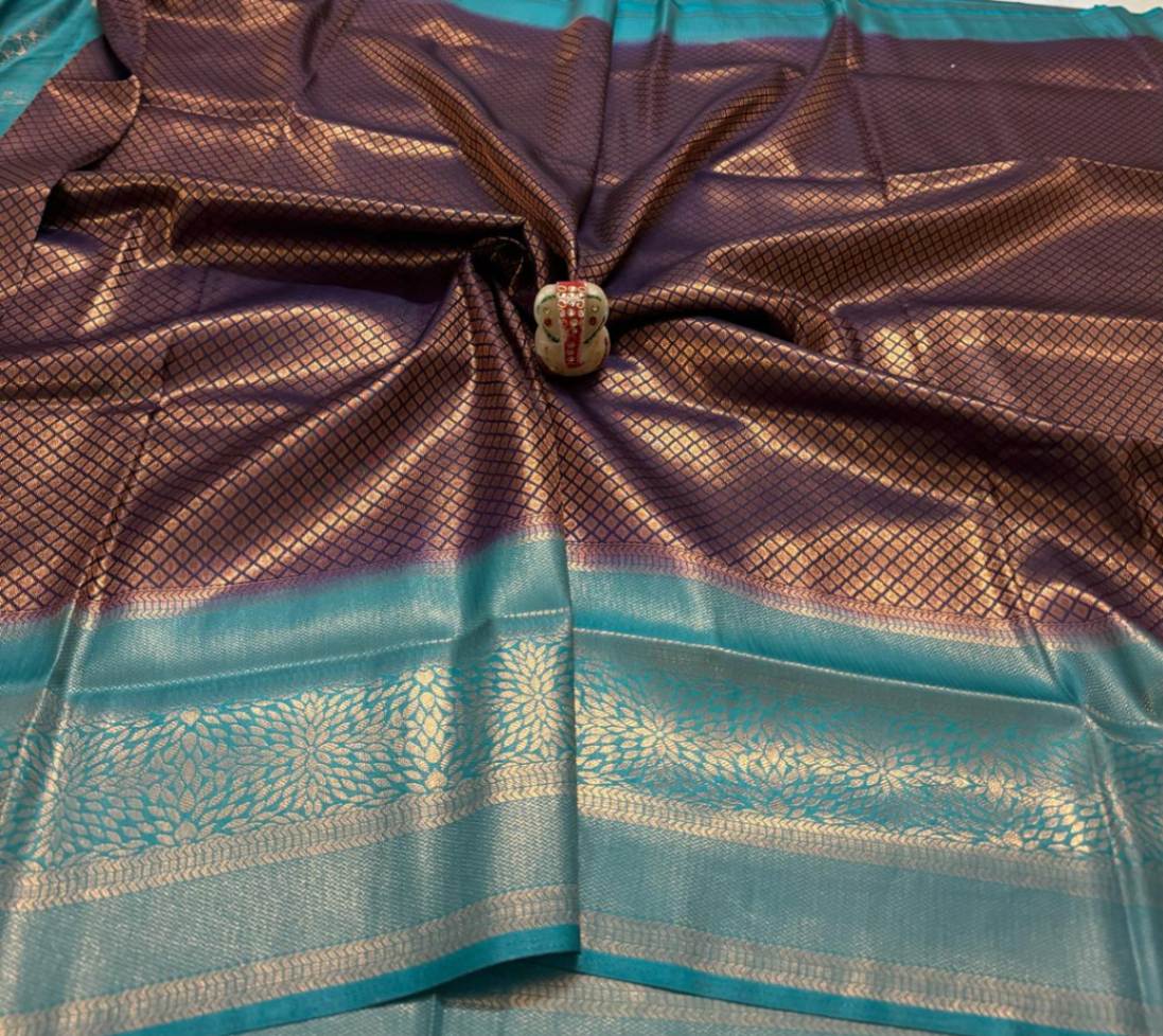 Premium Copper Softy Silk Saree with Blouse.