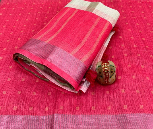 Slub Linen Sarees with Blouse.