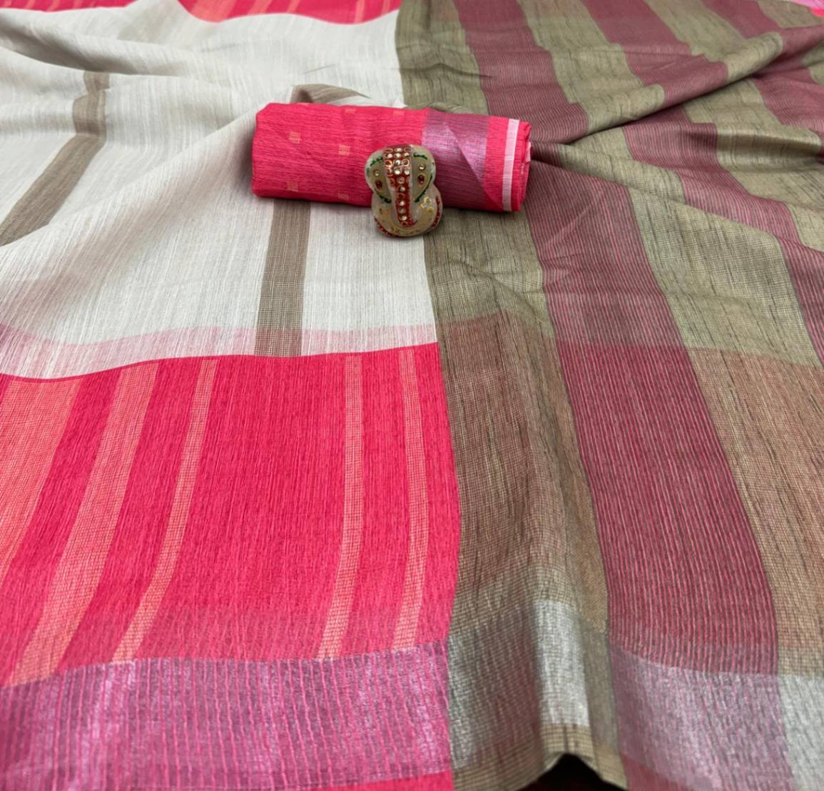 Slub Linen Sarees with Blouse.